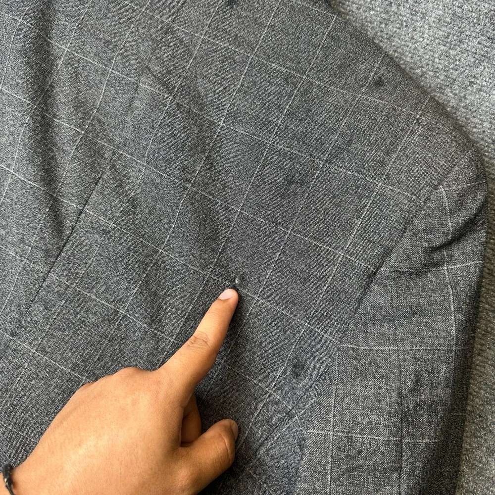 Banana Republic Blazer Mens 38S Gray Windowpane Wool Marzotto Italian Fabric